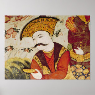 Shah Abbas I och ett Courtier-erbjudande Poster