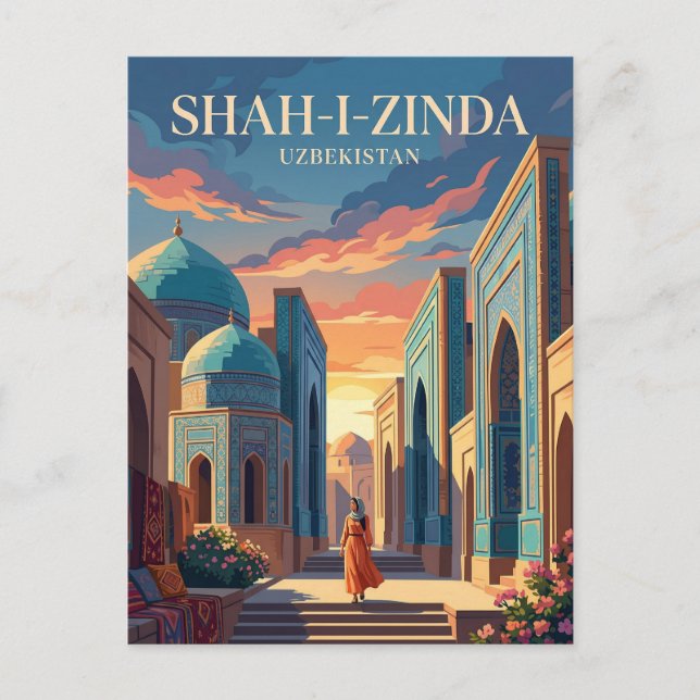 Shah-i-Zinda Uzbekistan Vykort (Framsida)