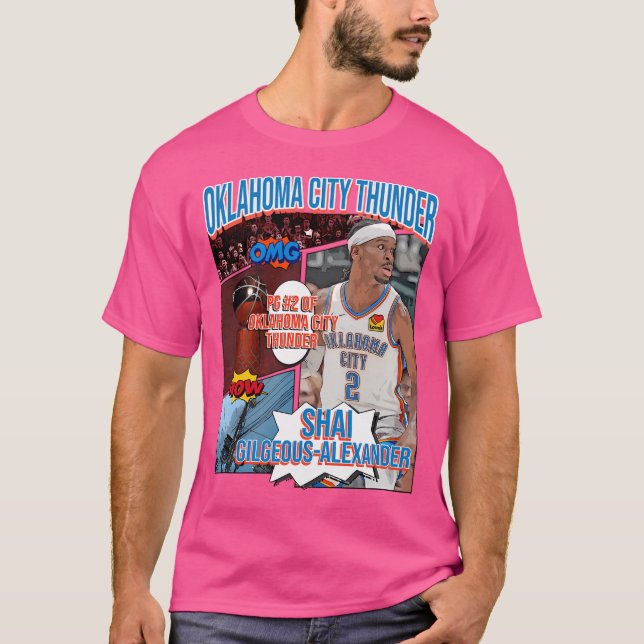 Shai Gilgeous-Alexander Basketball Art Thunder 1 T Shirt (Framsida)