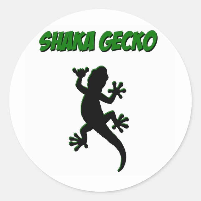 Shaka Gecko Stickers Runt Klistermärke (Framsida)