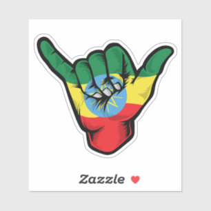 Shaka Hand Etiopien Flagga Bra Vibrationer Klister Klistermärken