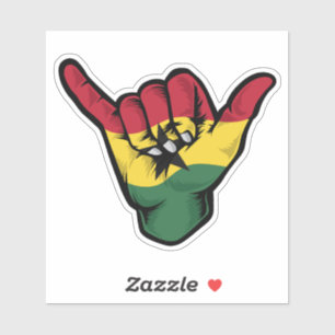 Shaka Hand Ghana Flagga Good Vibes Sticker Klistermärken