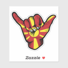 Shaka Hand Makedonien Flagga Good Vibes Sticker Klistermärken