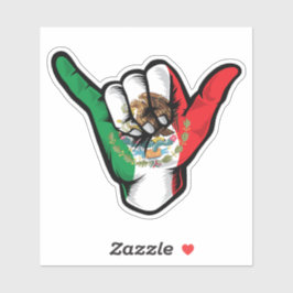 Shaka Hand Mexico Flagga Good Vibes Sticker Klistermärken