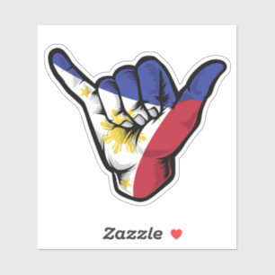 Shaka Hand Philippines Flagga Good Vibes Sticker Klistermärken