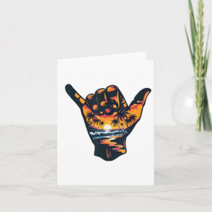 Shaka Hand Sign Aloha Surfing Surfa Summer Vacatio Kort