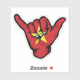 Shaka Hand Vietnam Flagga Good Vibes Sticker Klistermärken