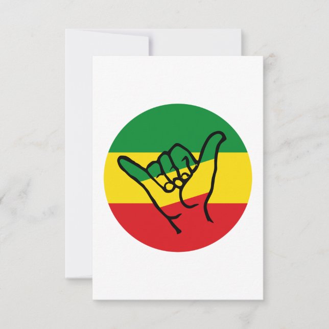 Shaka Hand With Reggae Colors Kort (Framsida)