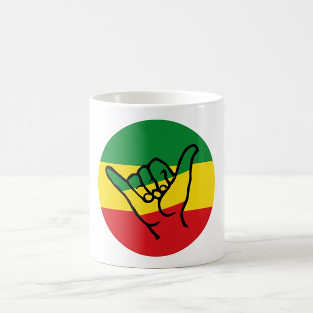 Shaka Hand With Reggae Färg Kaffemugg (Center)