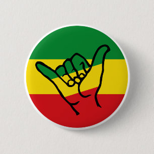 Shaka Hand With Reggae Färg Knapp