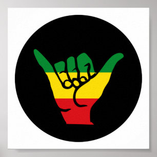 Shaka Händer With Reggae Färg Poster