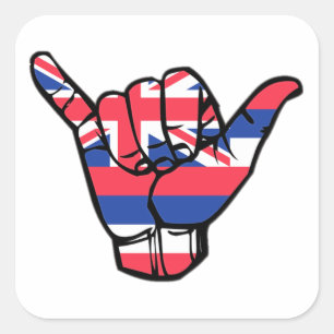Shaka Hawaii Flagga Fyrkantigt Klistermärke