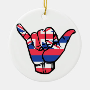Shaka Hawaii Flagga Julgransprydnad Keramik