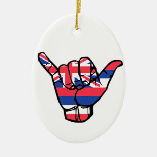 Shaka Hawaii Flagga Julgransprydnad Keramik