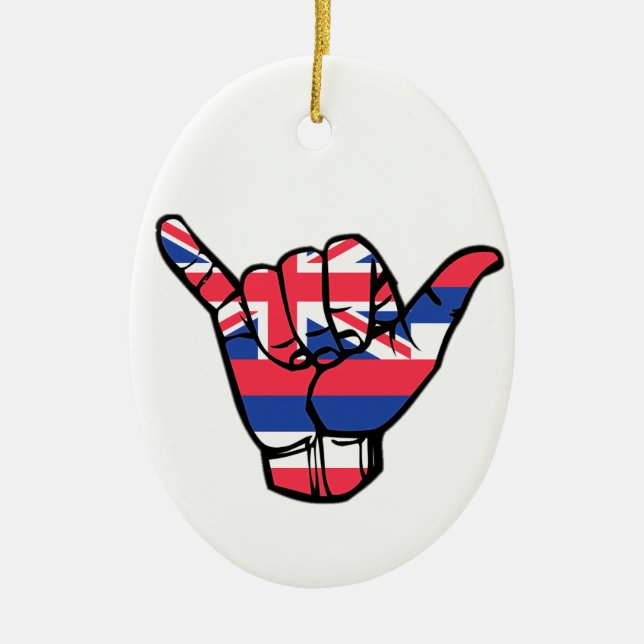 Shaka Hawaii Flagga Julgransprydnad Keramik (Framsidan)