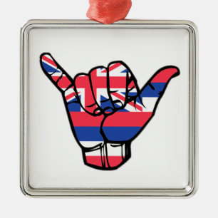 Shaka Hawaii-flagga Julgransprydnad Metall