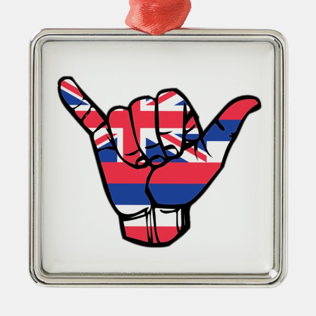 Shaka Hawaii-flagga Julgransprydnad Metall (Framsidan)