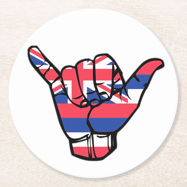 Shaka Hawaii Flagga Underlägg Papper Rund (Framsidan)