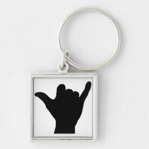 Shaka räcker undertecknar keychain fyrkantig silverfärgad nyckelring