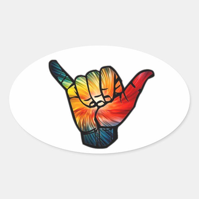 Shaka Rainbow Ovalt Klistermärke (Framsida)