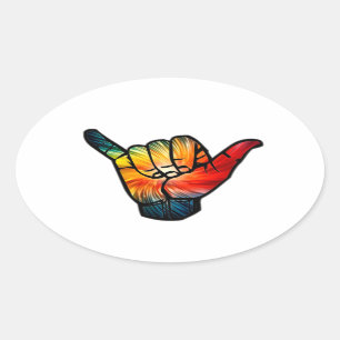 Shaka Rainbow Ovalt Klistermärke
