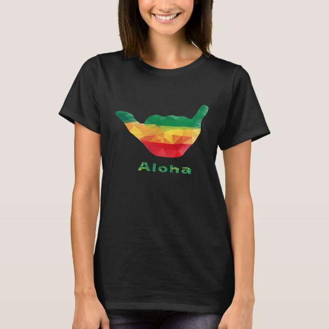 Shaka Rasta Aloha Polygon Graphic T Shirt (Framsida)