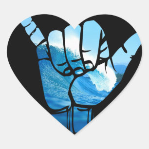 Shaka Sign Wave Rip Curl Hjärtformat Klistermärke