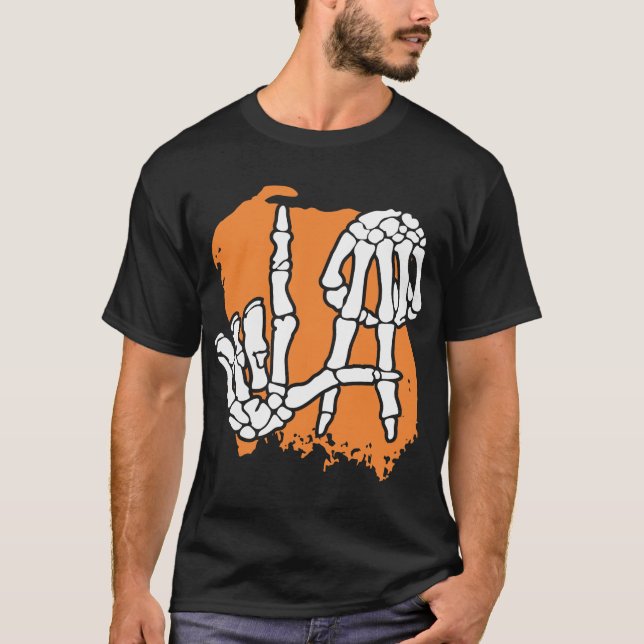 Shaka Skull Hand-tecken | Skeleton Sten T Shirt (Framsida)