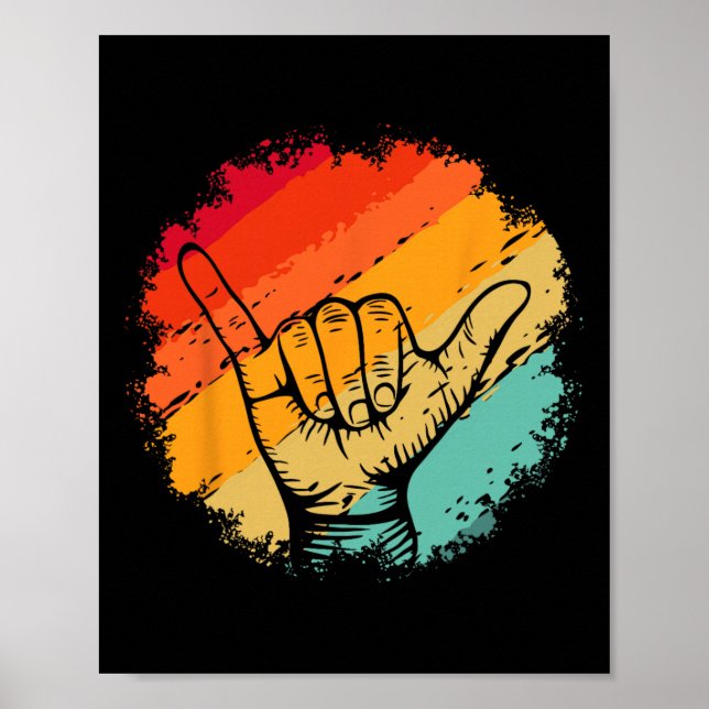 Shaka Surfing Beach Kläder Design Surfare Hälsning Poster (Framsidan)