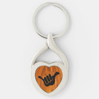 shaka twisted heart silverfärgad nyckelring