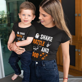 Shake Rattle Boo Dancing Skeleton Ghost Halloween T Shirt