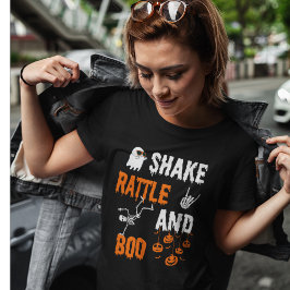 Shake Rattle Boo Dansande Skelett Spöke Halloween T Shirt