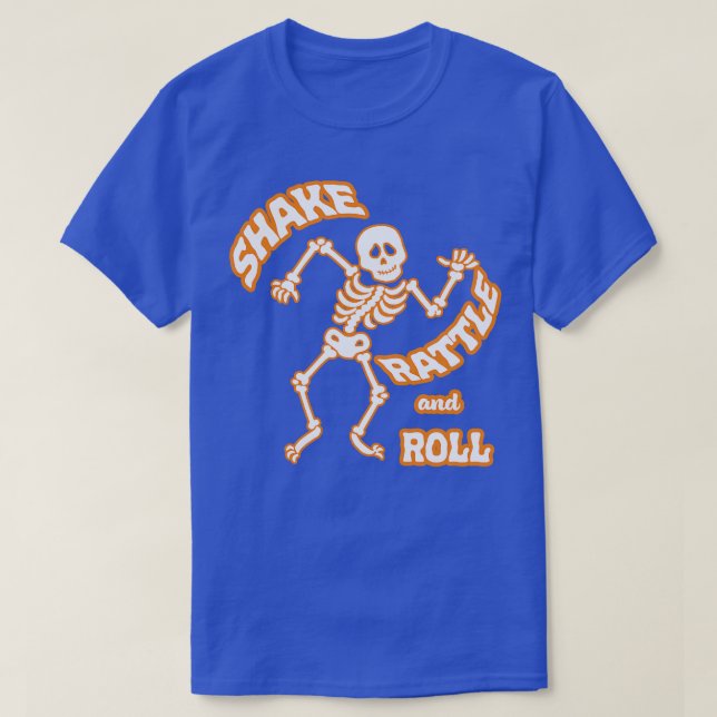 Shake Rattle och Roll Skeleton T Shirt (Design framsida)