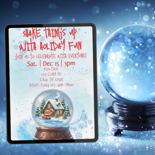 Shake Things Up Holiday Fun, Snow Globe Fox  Inbjudningar (Skapare uppladdad)