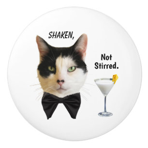 "Shaken, not Stirred" Vit keramisk knopp