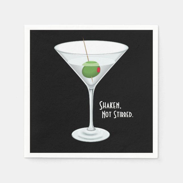 Shaken Not Stirred Vodka Martini Cocktail Drink Pappersservett (Framsidan)