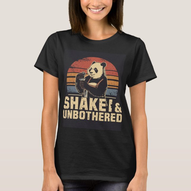 Shaken & Unbothered Panda Bartender Shirt T (Framsida)