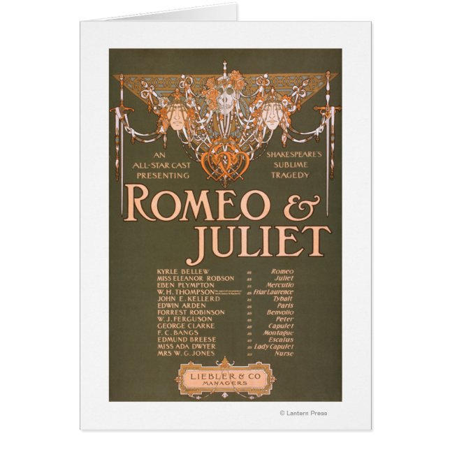 Shakepeares Sublime Tragedy "Romeo & Juliet" Hälsningskort (Framsidan)