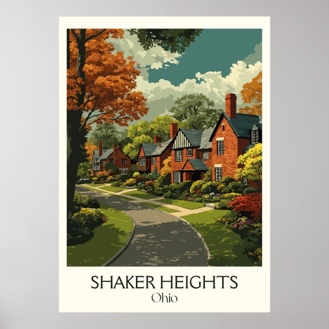Shaker Heights Cleveland Suburb Historic Homes Art Poster (Framsidan)
