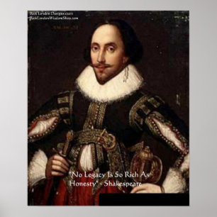 Shakespeare "Ärlighetsarv" Citat Affisch