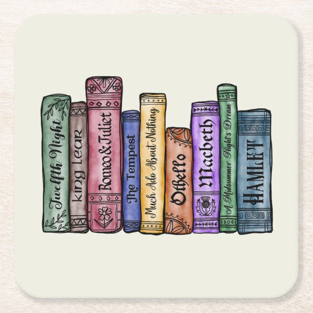 Shakespeare Bokar nr 1 Underlägg Papper Kvadrat (Framsidan)