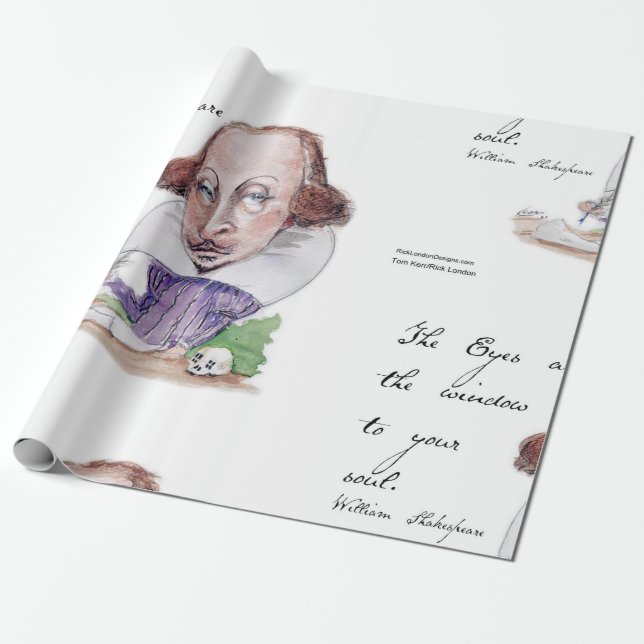 Shakespeare Caricature & Tempest Quote Presentpapper (Utrullad)