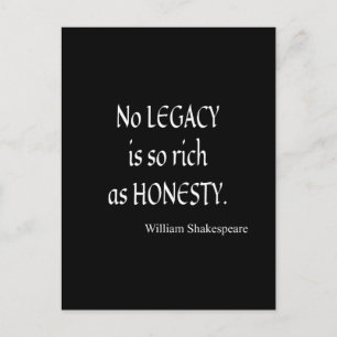 Shakespeare Citat No Legacy, så Rik som ärlighet Vykort