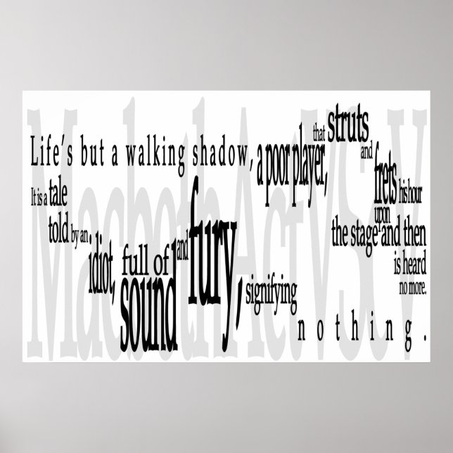 Shakespeare-citatet "Livet är bara en Walking Shad Poster (Framsidan)