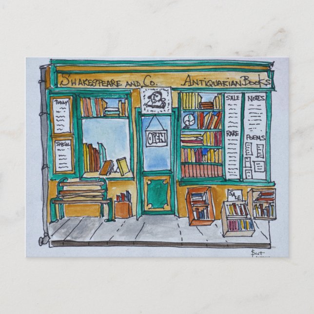 Shakespeare & Co. Bokhandel | Seine, Paris Vykort (Framsida)