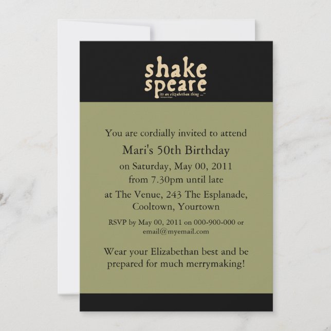 Shakespeare - det är en Elizabeth sak Inbjudningar (Framsida)