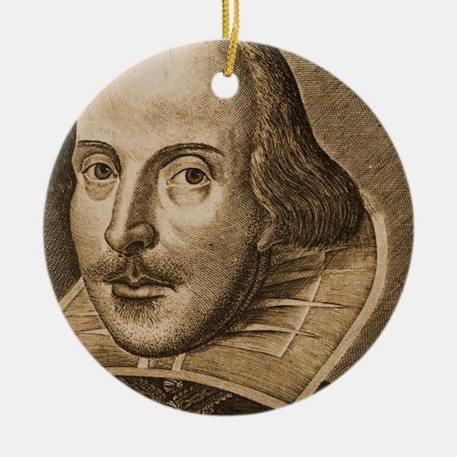 Shakespeare Droeshout gravyr Julgransprydnad Keramik (Framsidan)