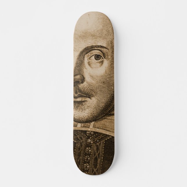 Shakespeare Droeshout gravyrer Old School Skateboard Bräda 21,6 Cm (Framsida)