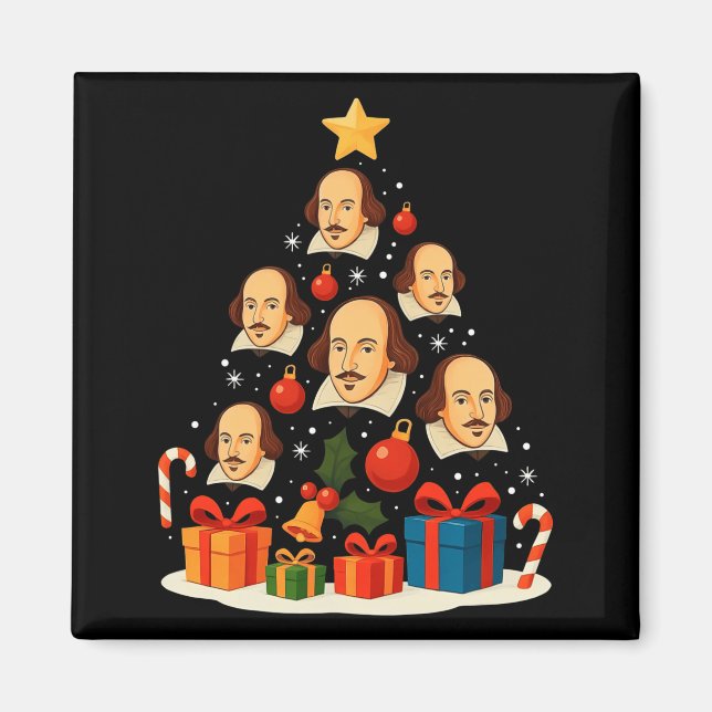 Shakespeare English Literature Christmas Tree Xmas Magnet (Framsidan)