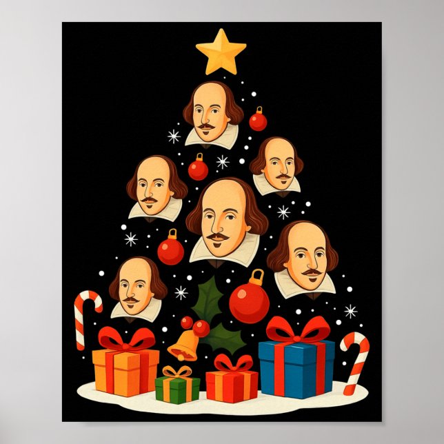 Shakespeare English Literature Christmas Tree Xmas Poster (Framsidan)